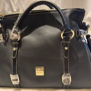 Dooney & Bourke Black Satchel with Gold Accents